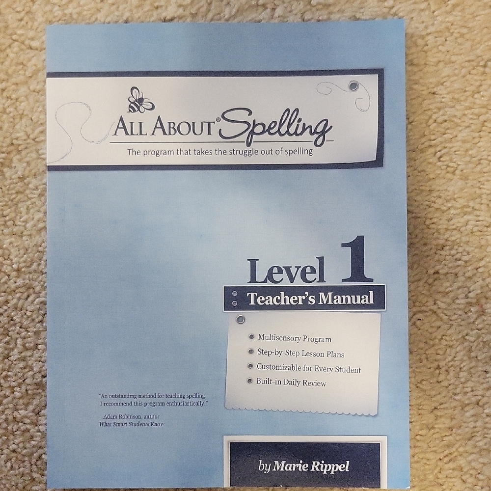 All About Spelling - Level 1 - Teachers Manual - Great Condition - Preowned